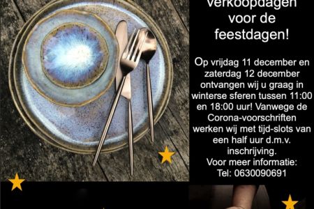 Gezellige verkoopdagen in winterse sferen op 11 en 12 december a.s.!